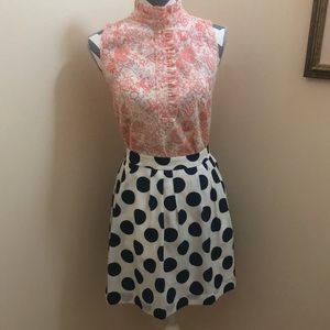 JCrew White/Light Pink Paisley Sleeveless Blouse